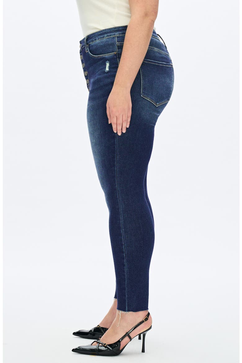 Button Fly High Waist Skinny Jeans, Alternate, color, DARK BLUE