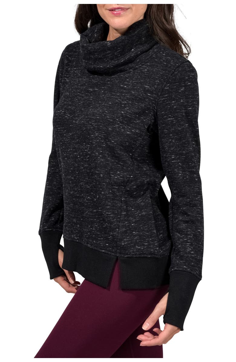 90 DEGREE BY REFLEX Funnel Neck Thumbhole Sleeve Pullover, Alternate, color, 