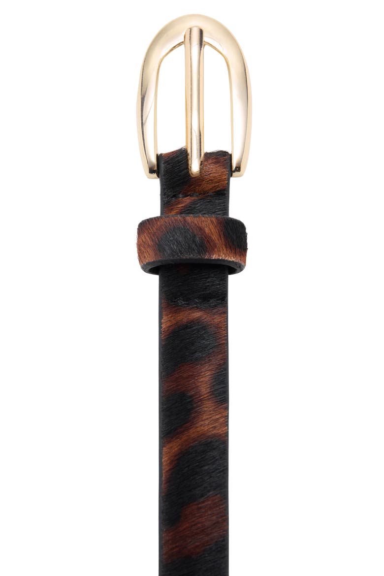 Leopard Print Calf Hair Belt, Alternate, color, BROWN