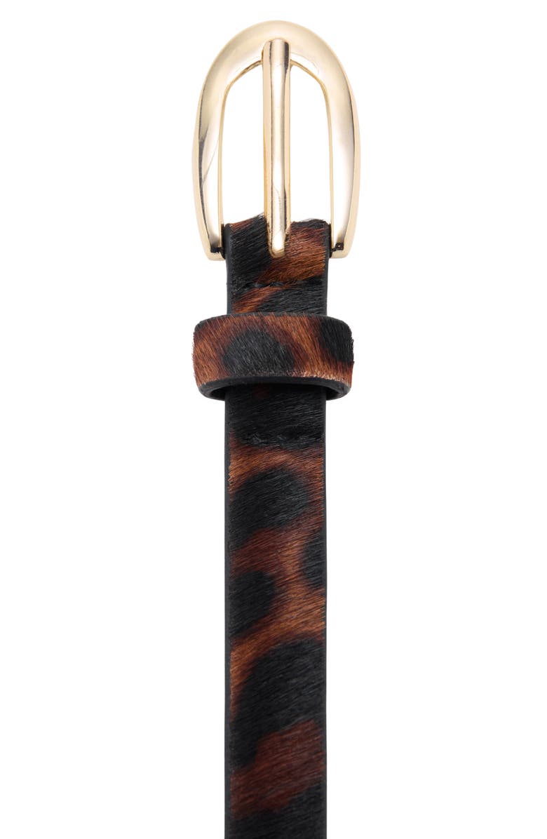 MANGO Leopard Print Calf Hair Belt, Alternate, color, Brown