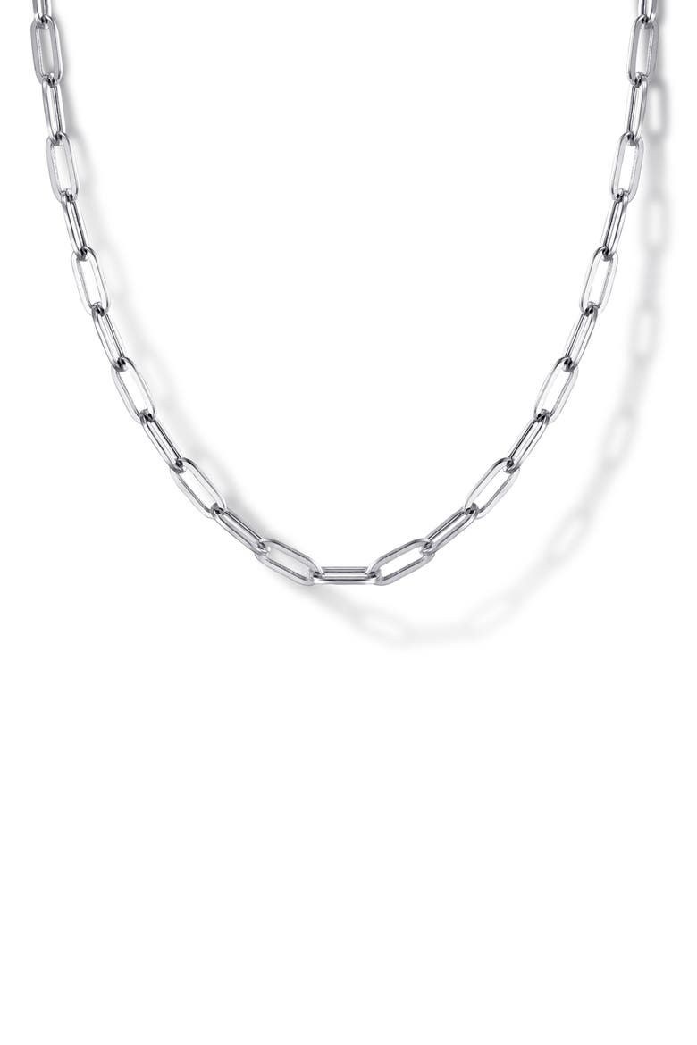 Sterling Silver Paper Clip Necklace, Main, color, STERLING SILVER