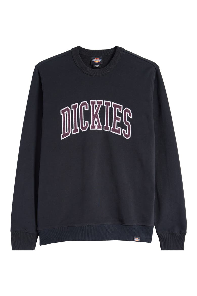 Logo Appliqué Crewneck Sweatshirt, Alternate, color, BLACK/ PLUM PERFECT