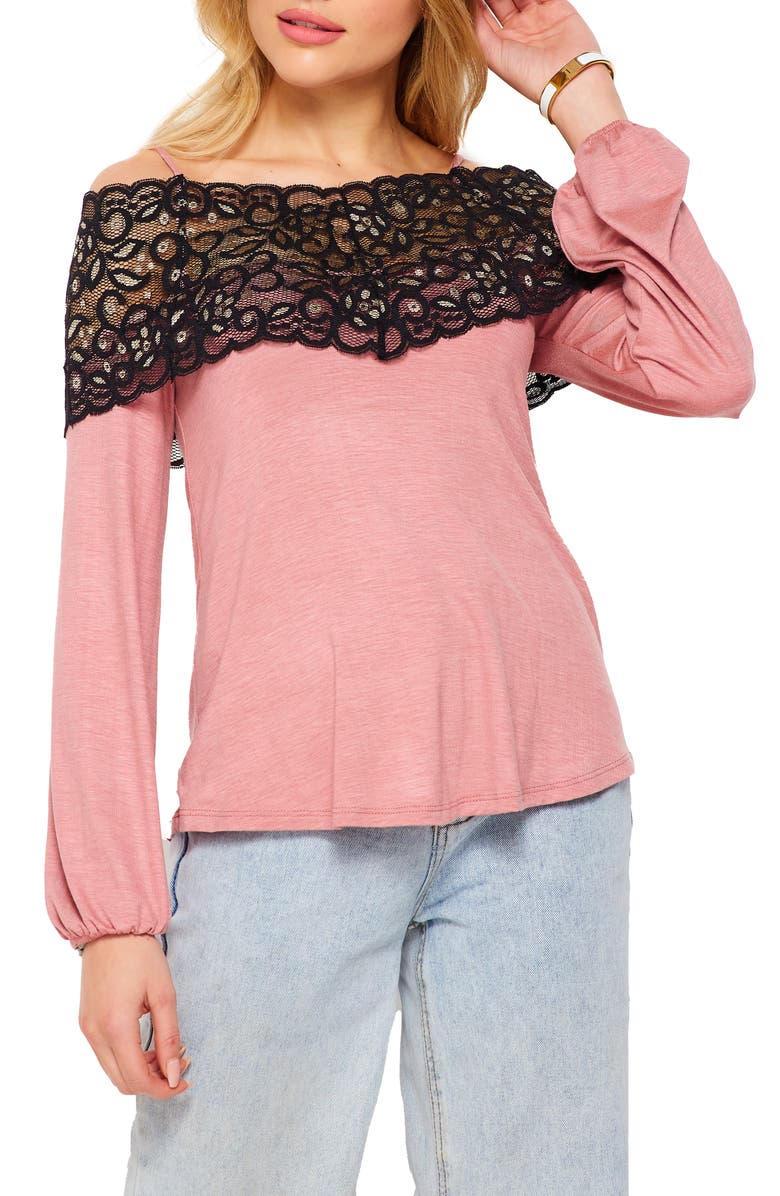 BLUEGREY Drop Shoulder Lace Tunic, Main, color, Rose Dusty