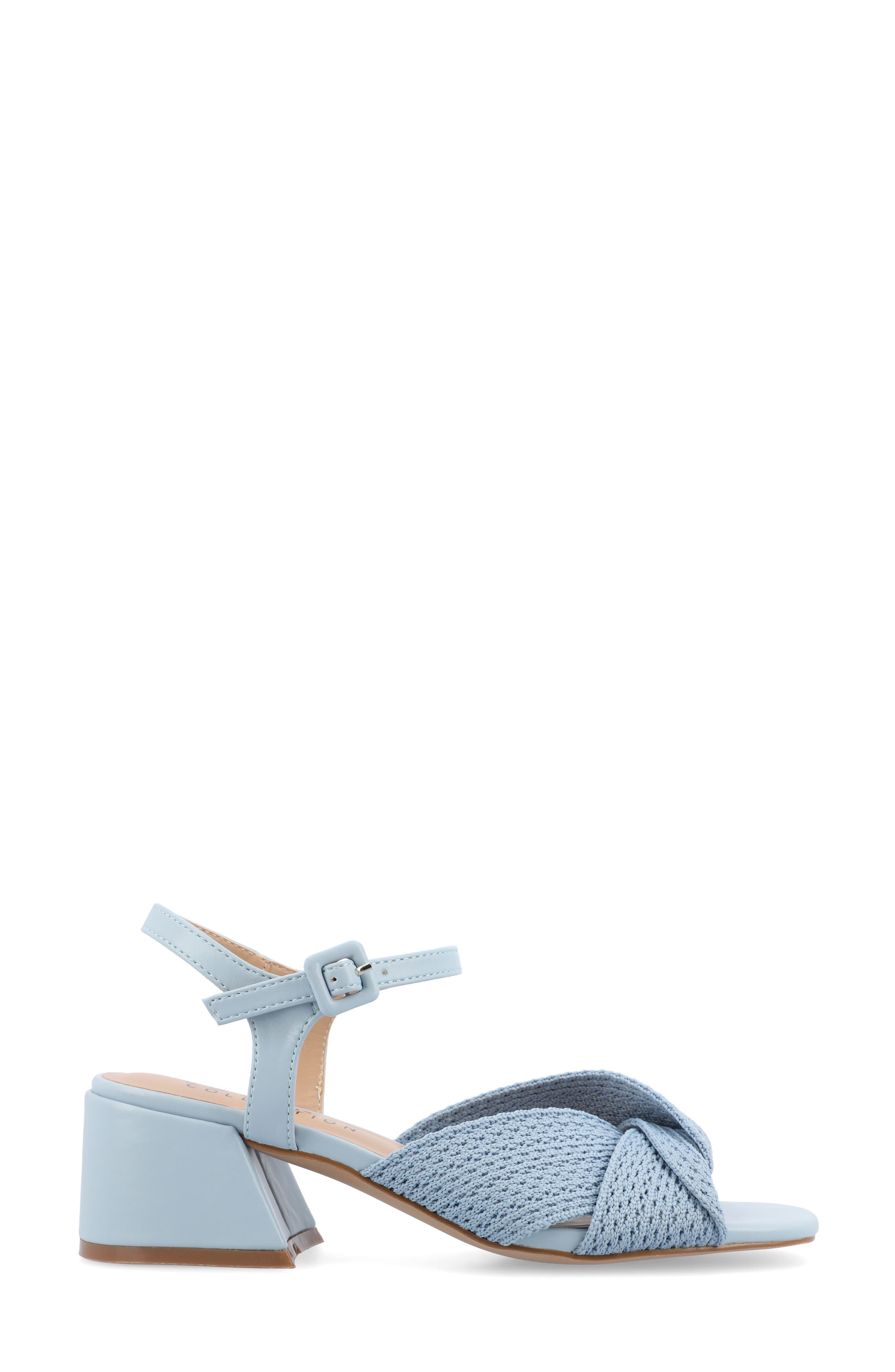 Journee Collection Zerlina Knit Block Heel Sandal, Alternate, color, Blue