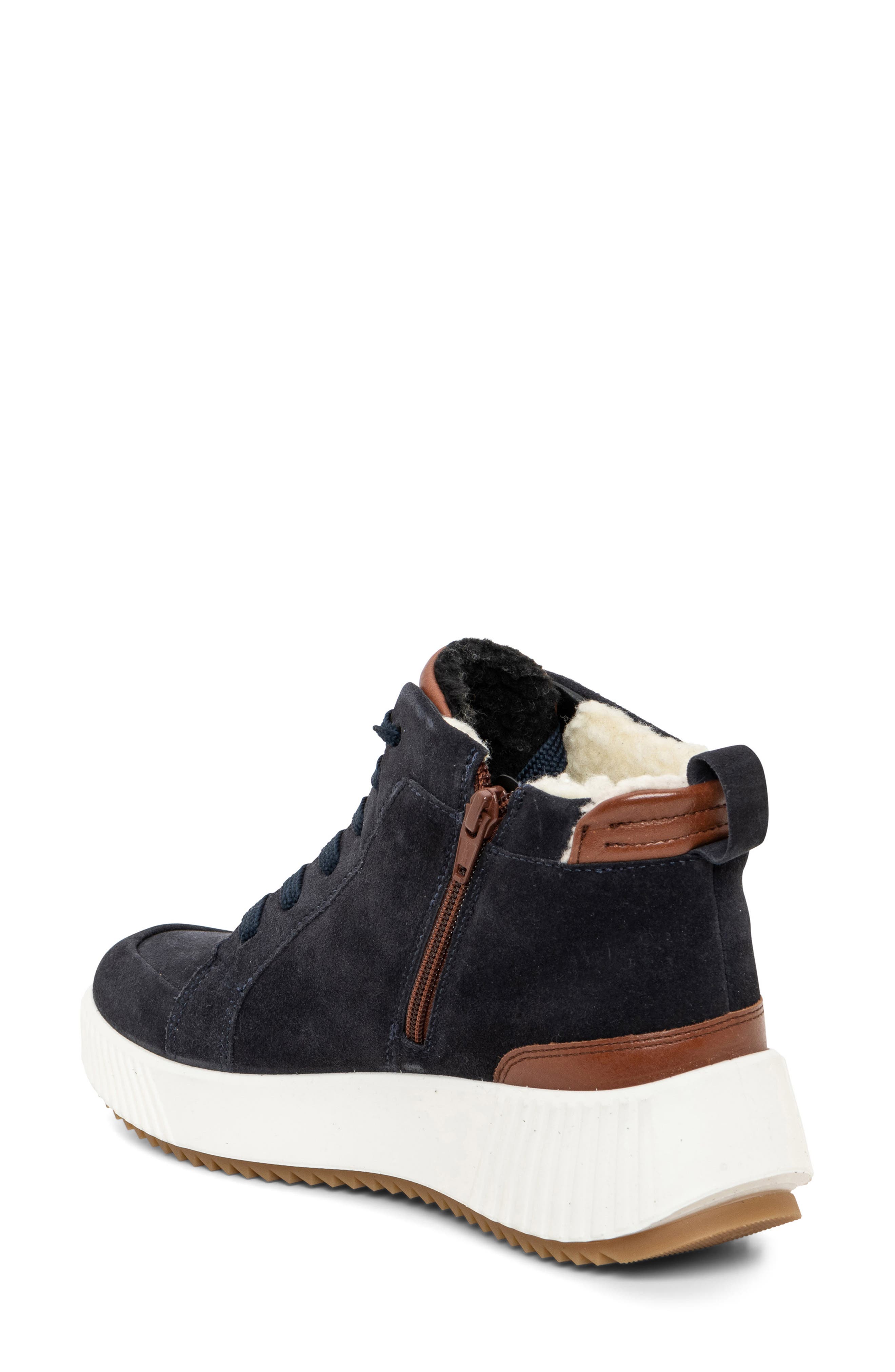 Dahlia Waterproof Faux Fur Lined Sneaker, Alternate, color, BLUE BROWN