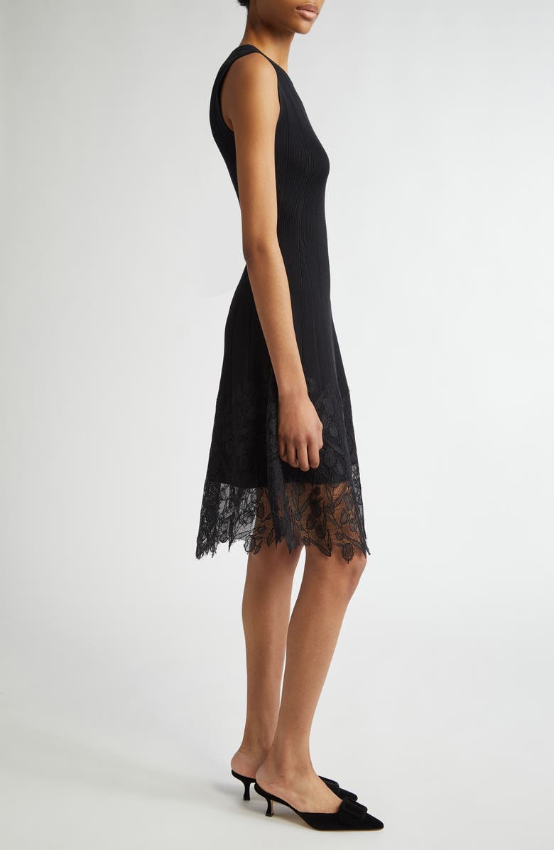 Lela Rose Lace Trim Sleeveless Rib Dress, Alternate, color, 