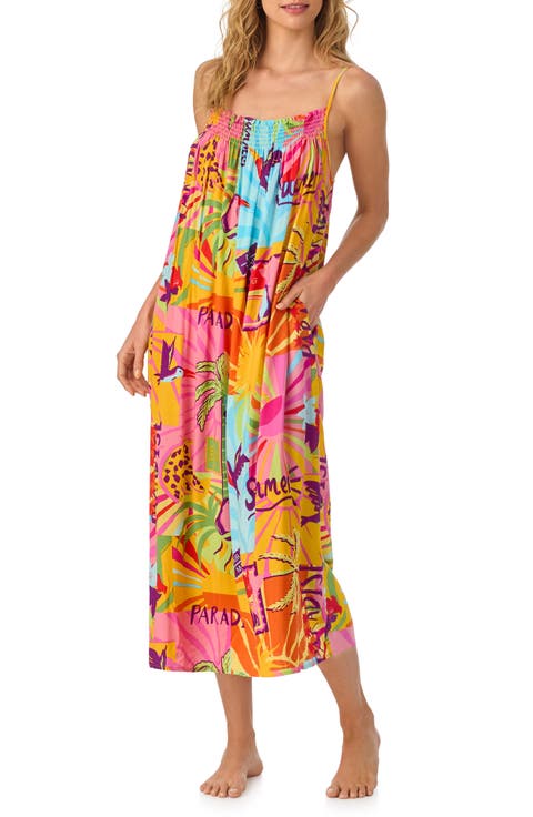 Smocked Print Nightgown