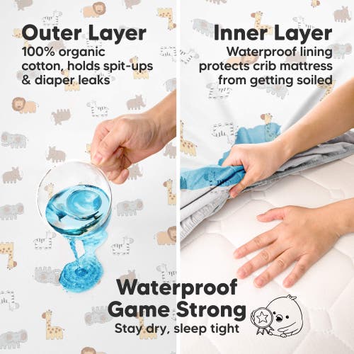 Keababies 2-pack Soothe [protect+] Waterproof Crib Sheets In Green