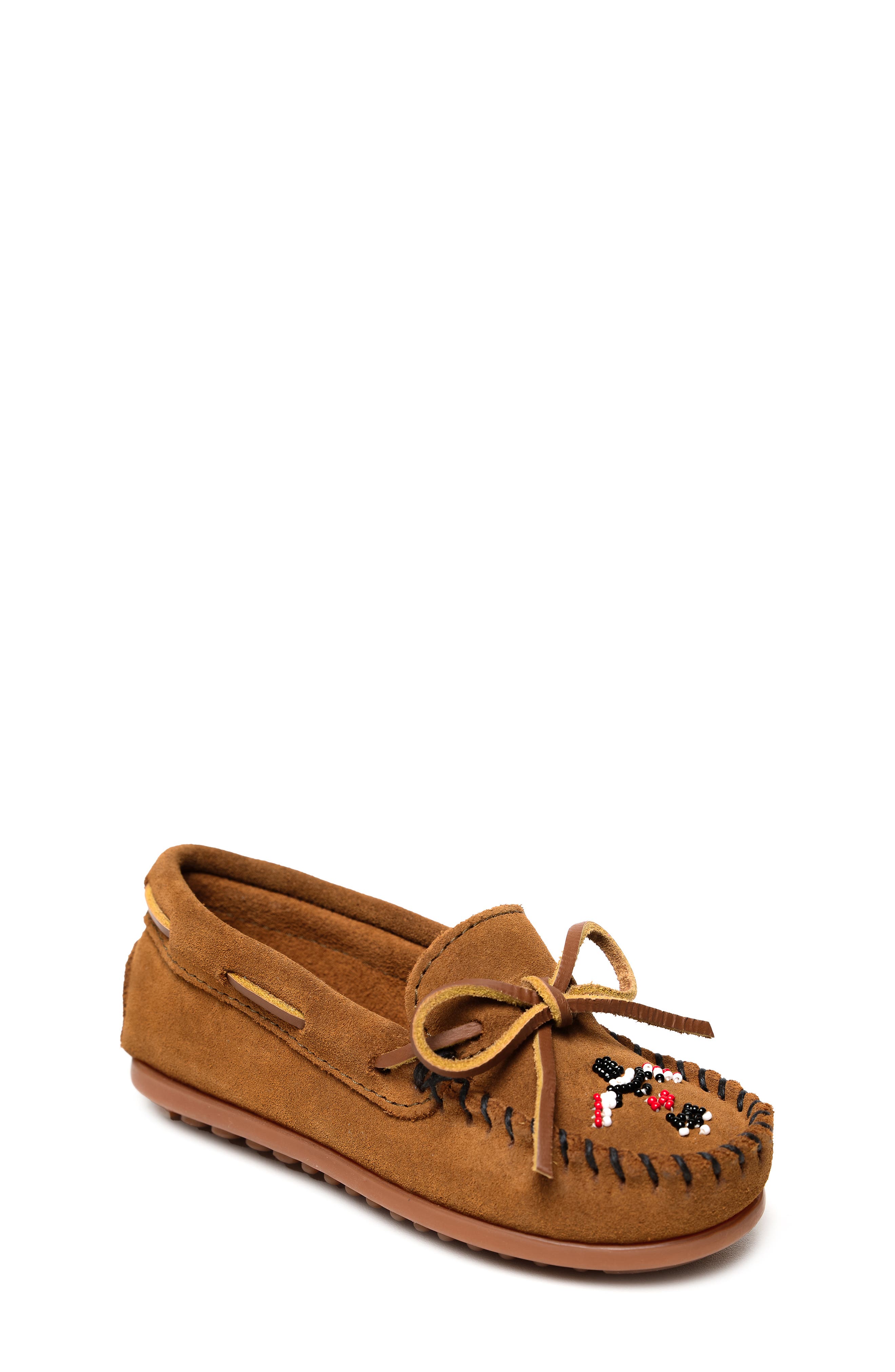 Minnetonka Kids' Thunderbird 'Animikii' Slip-On Shoe, Main, color, Brown