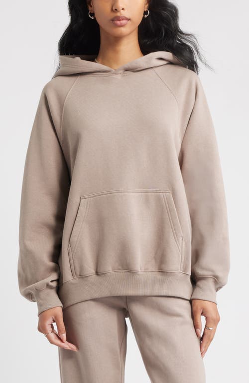 Bp. Fleece Detail Oversize Raglan Hoodie In Brown