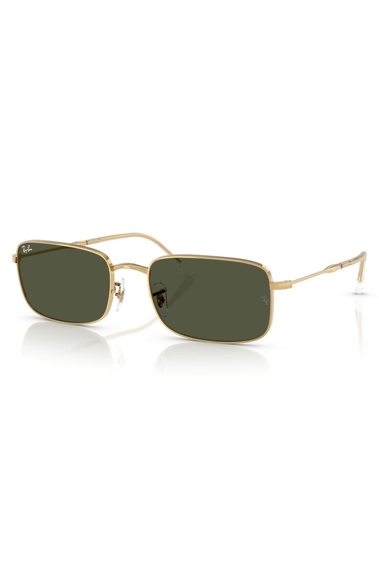 Ray-Ban 56mm Rectangular Sunglasses, Alternate, color, Gold Flash