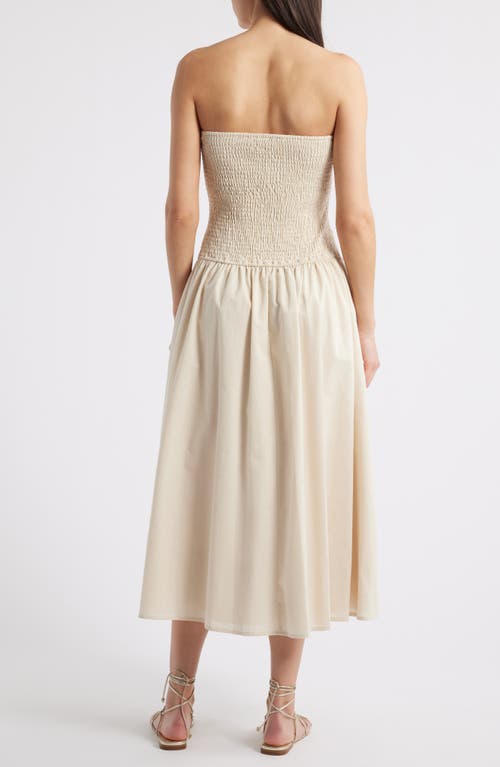 Moon River Pleated Strapless Maxi Dress In Natural