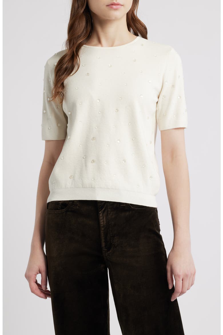The Droplet Silk & Cotton Sweater, Main, color, WHITE