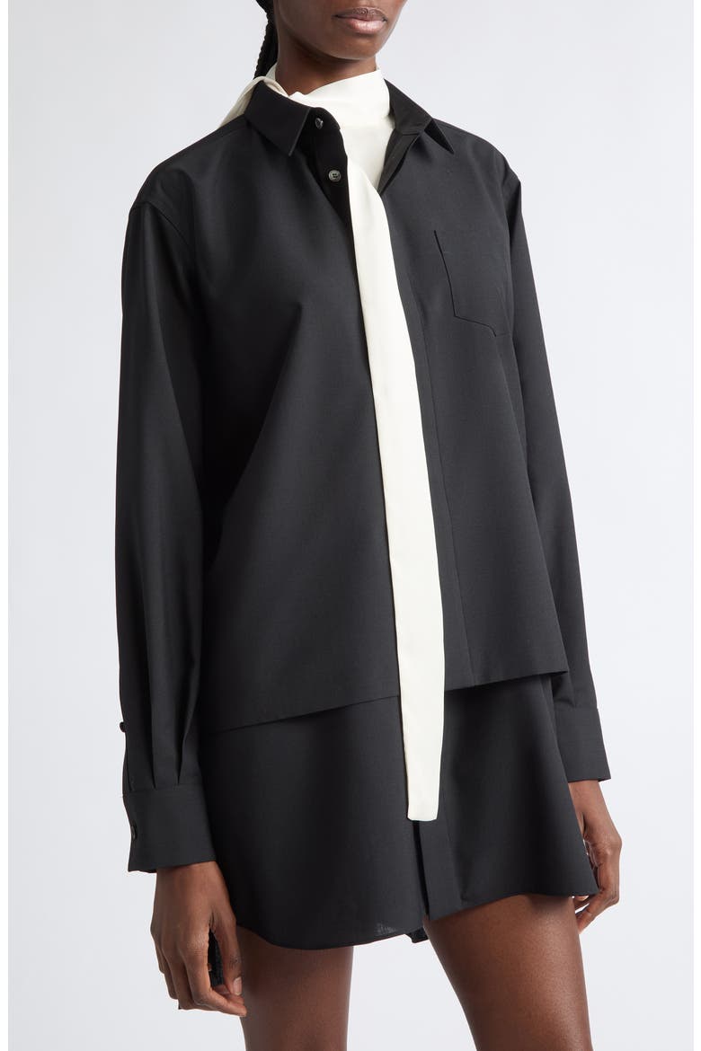 Long Sleeve Tiered Shirtdress, Alternate, color, BLACK