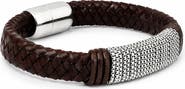 STEELTIME Men's Braided Leather & Mesh Bracelet