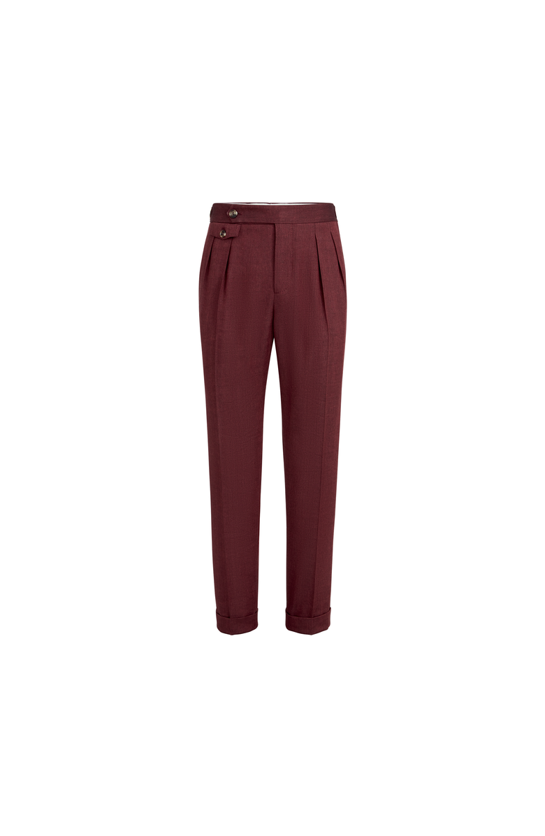 Brunello Cucinelli Linen and virgin wool trousers, Alternate, color, Cherry