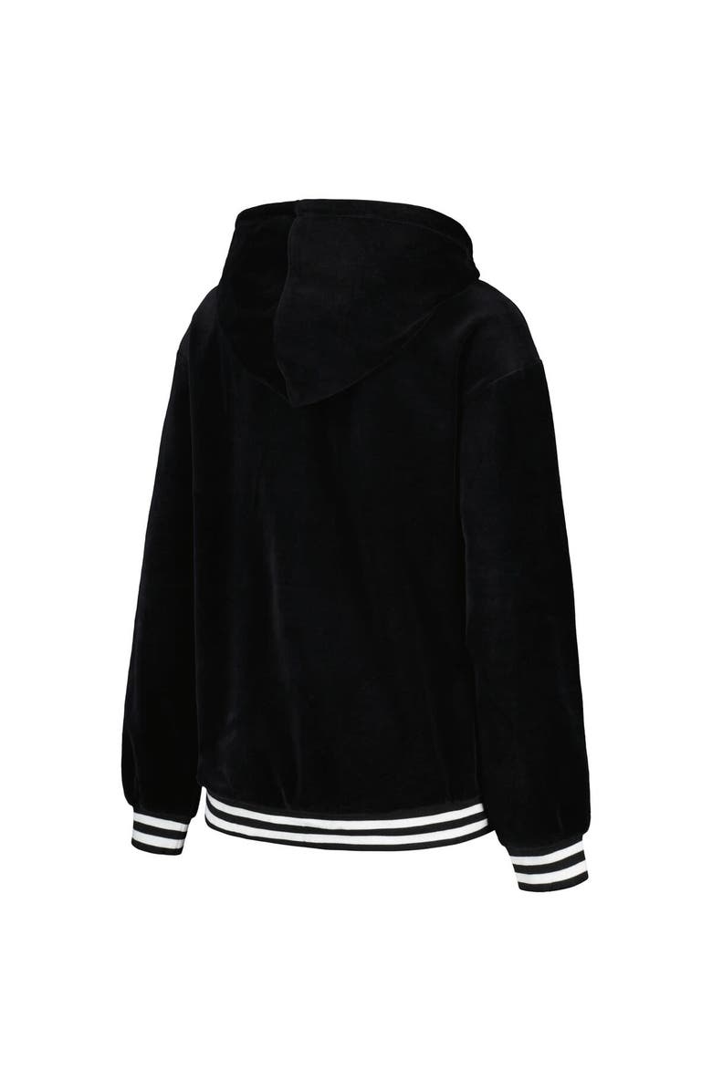 LUSSO Women's Lusso Black Golden State Warriors Nellie Oversized Velour Pullover Hoodie, Alternate, color, Black