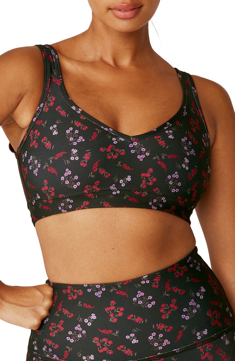 Beyond Yoga Power Play Sports Bra, Main, color, Forget Me Not Floral
