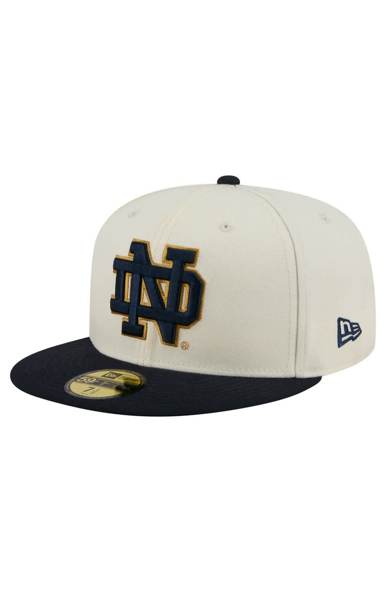 New Era Men's New Era Cream Notre Dame Fighting Irish Chrome 59FIFTY Fitted Hat, Main, color, 