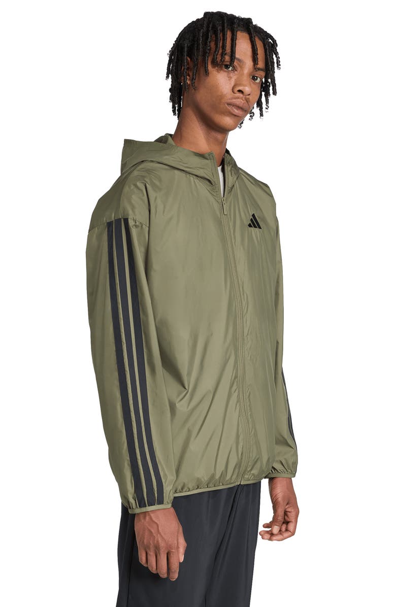 adidas 3-Stripes Hooded Windbreaker Jacket, Alternate, color, Olive Strata/ Black