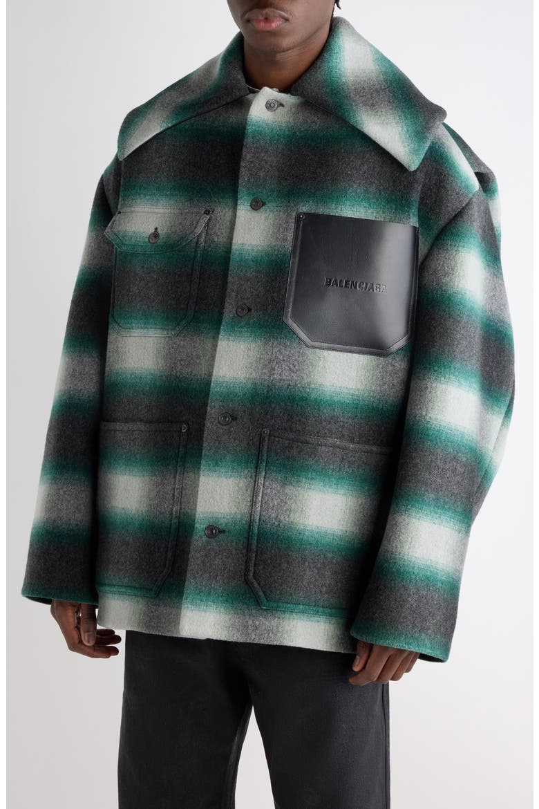 Workwear Cocoon Overshirt, Alternate, color, 3010 DARK GREEN/ BLACK