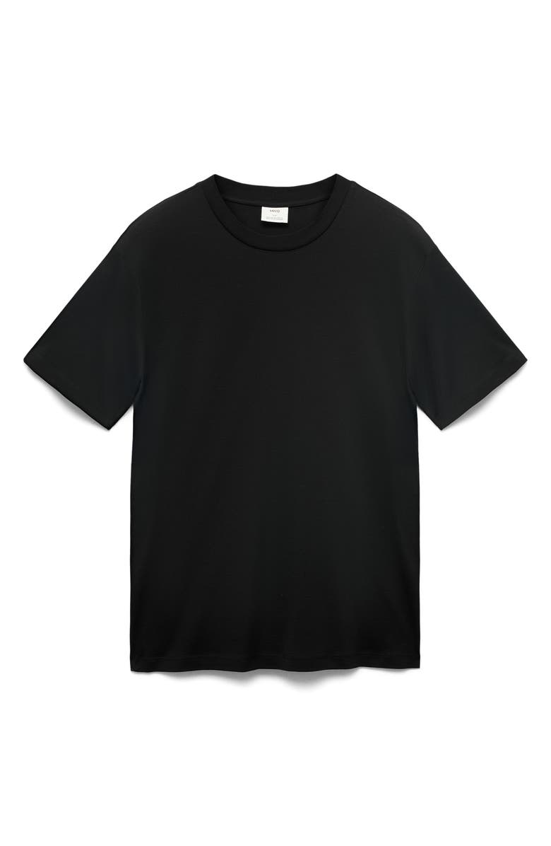 MANGO Slim Fit Cotton T-Shirt, Alternate, color, Black