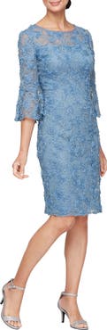 Alex Evenings Metallic Floral Appliqué Cocktail Dress