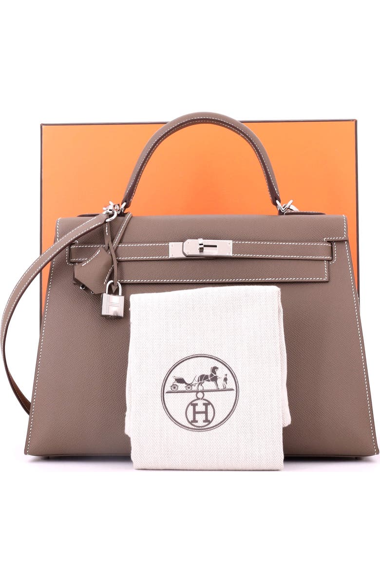 Pre-Owned Hermes Kelly Handbag Grey Epsom with Palladium Hardware 32, Alternate, color, Etoupe