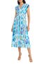 V-Neck Cap Sleeve Midi Dress