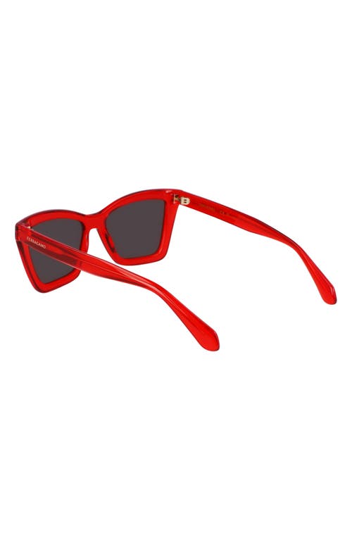 Ferragamo 53mm Rectangualr Sunglasses In Transparent Red