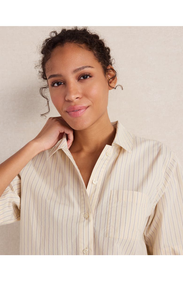 Haven Well Within Organic Cotton Poplin Stripe Pajama Top, Main, color, Hedges Stripe Corn Stalk