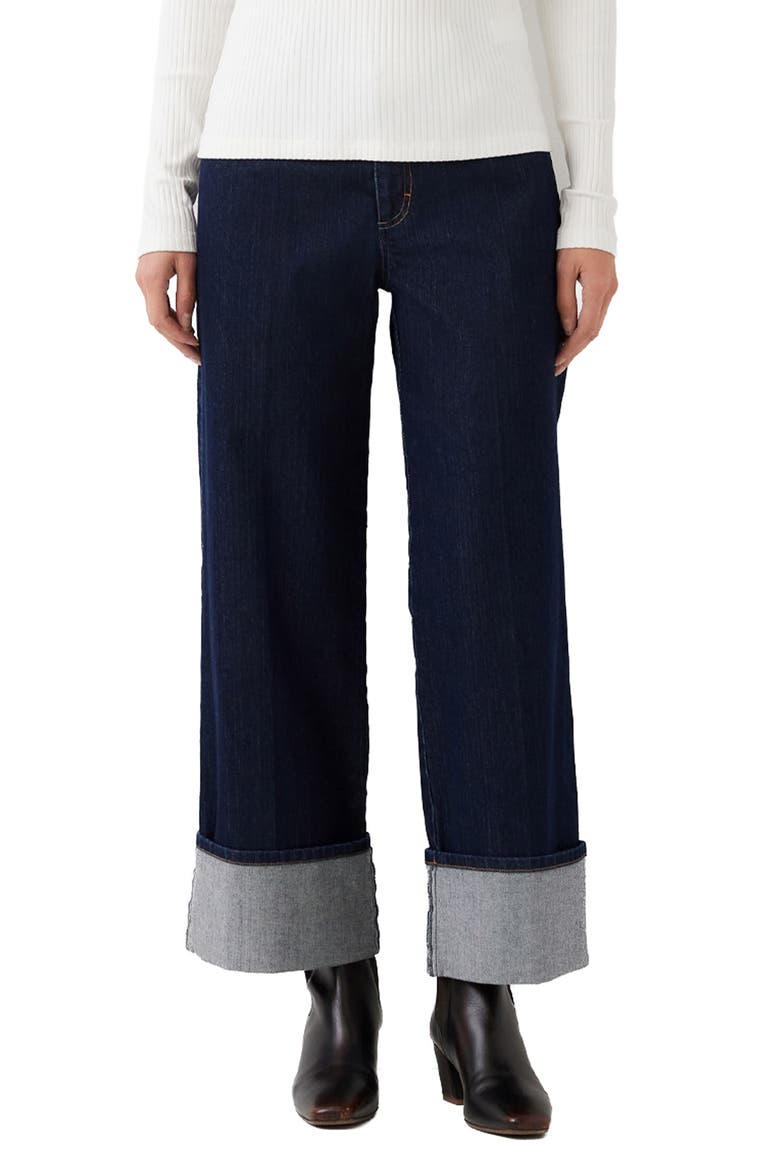 Cuffed Cropped Wide Leg Jeans, Main, color, INDIGO