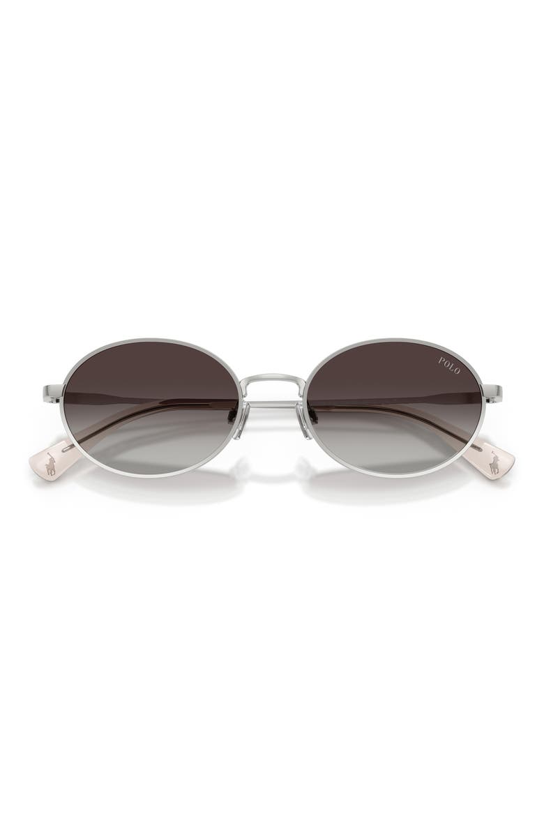 53mm Oval Sunglasses, Alternate, color, SHINY SILVER / GREY