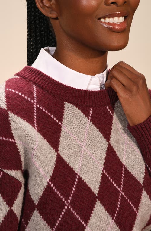 Isaac Mizrahi New York Argyle Crewneck Sweater In Pink