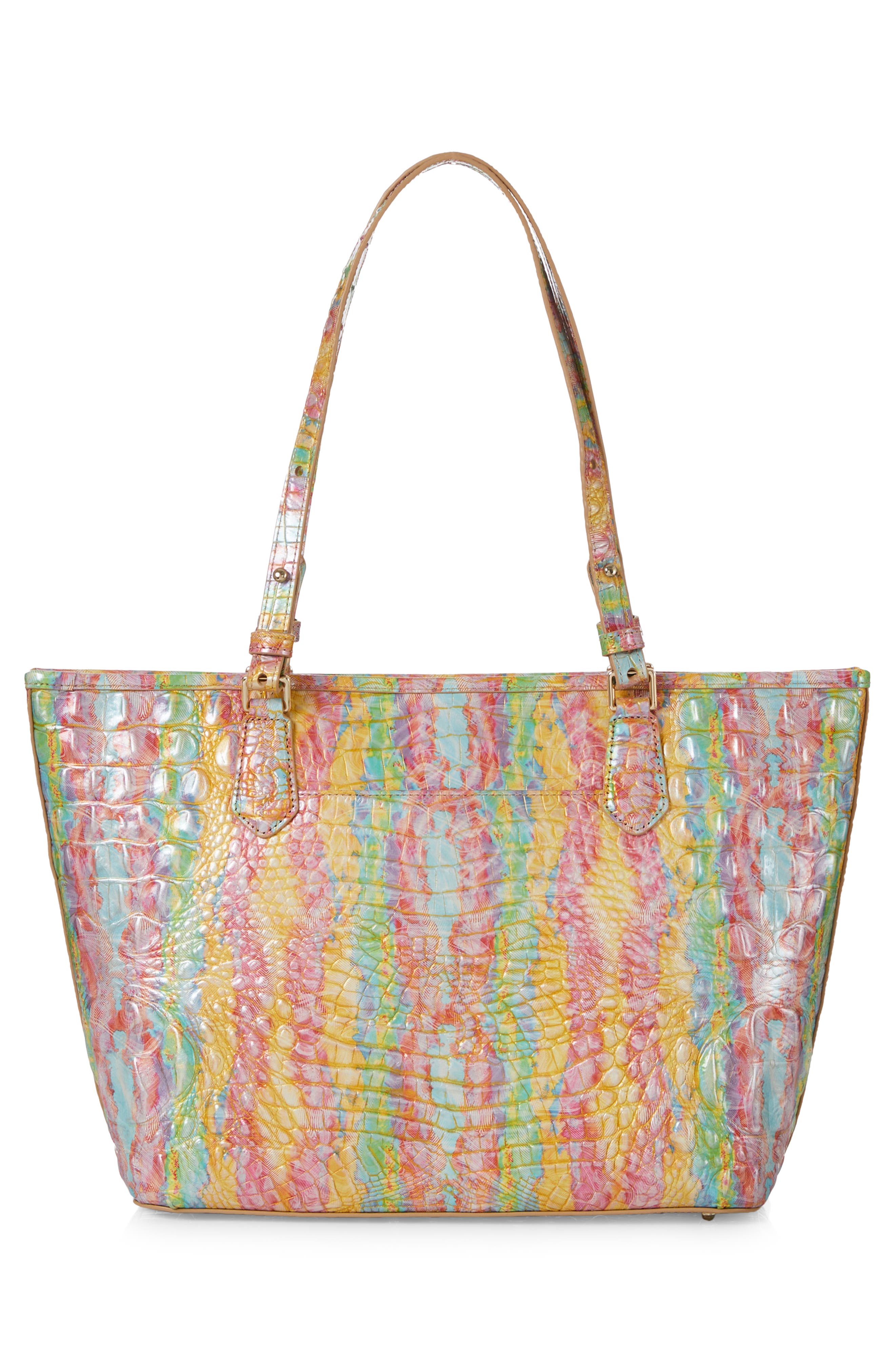 Medium Asher Croc Embossed Leather Tote, Alternate, color, SALTWATER TAFFY