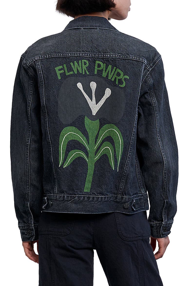 Levi's® Wellthread™ Graphic Denim Trucker Jacket, Alternate, color, EARTH STONE HEMP