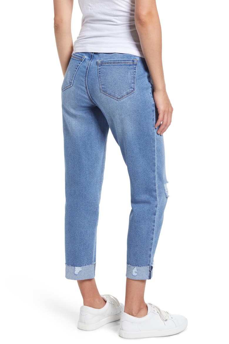 Over the Bump Raw Hem Maternity Slim Girlfriend Jeans, Alternate, color, JAIMIE