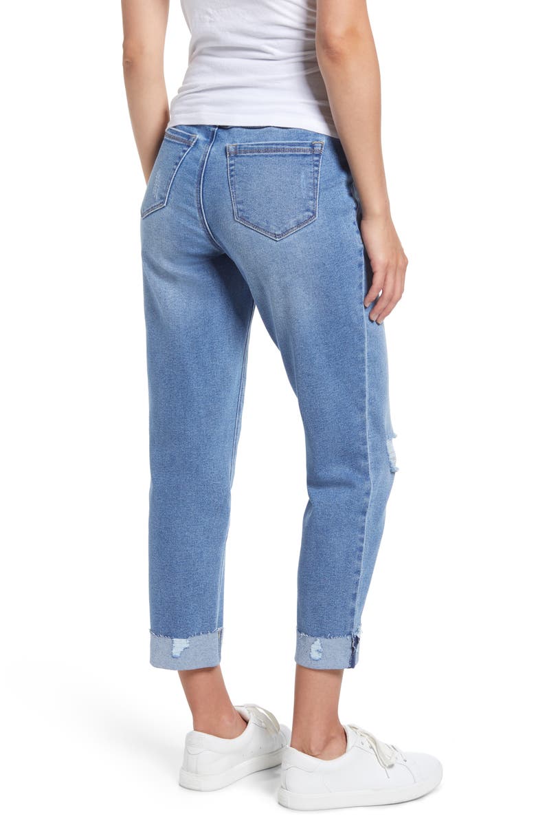 1822 Denim Over the Bump Raw Hem Maternity Slim Girlfriend Jeans, Alternate, color, Jaimie