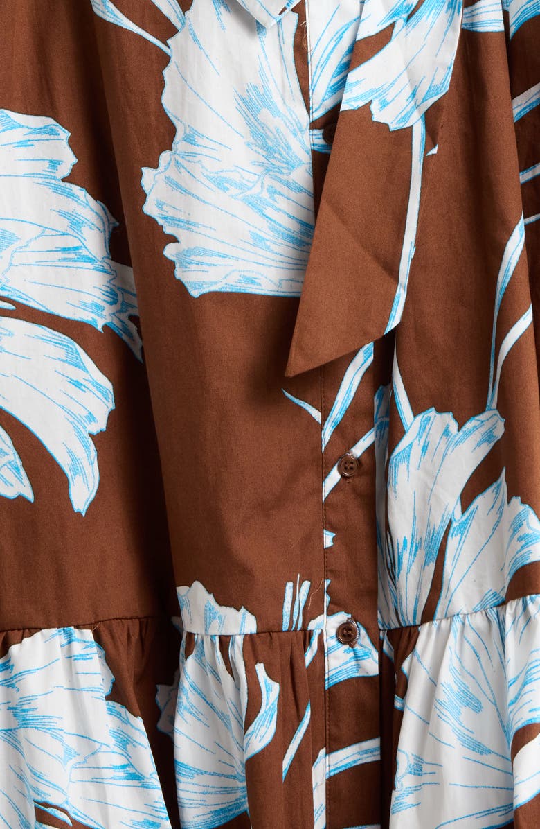 SUGARLIPS Zico Floral Print Midi Dress, Alternate, color, Brown White