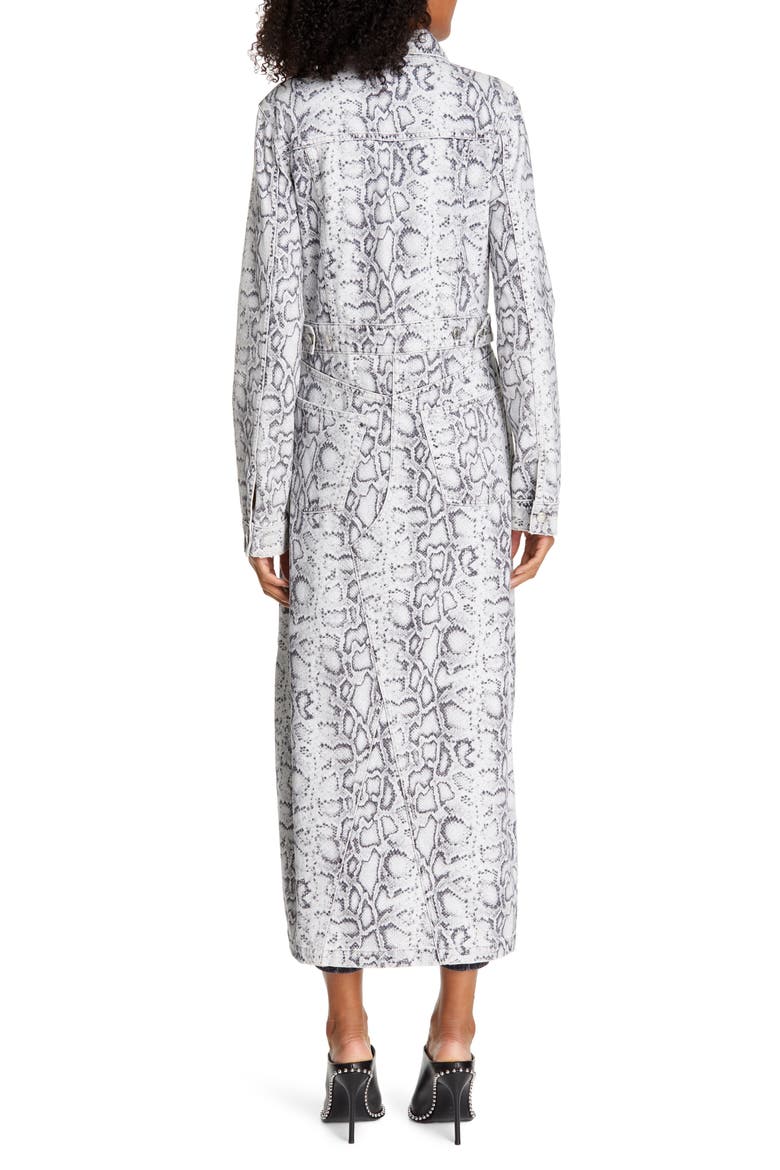 Python Print Denim Trench Coat, Alternate, color, FADED PYTHON
