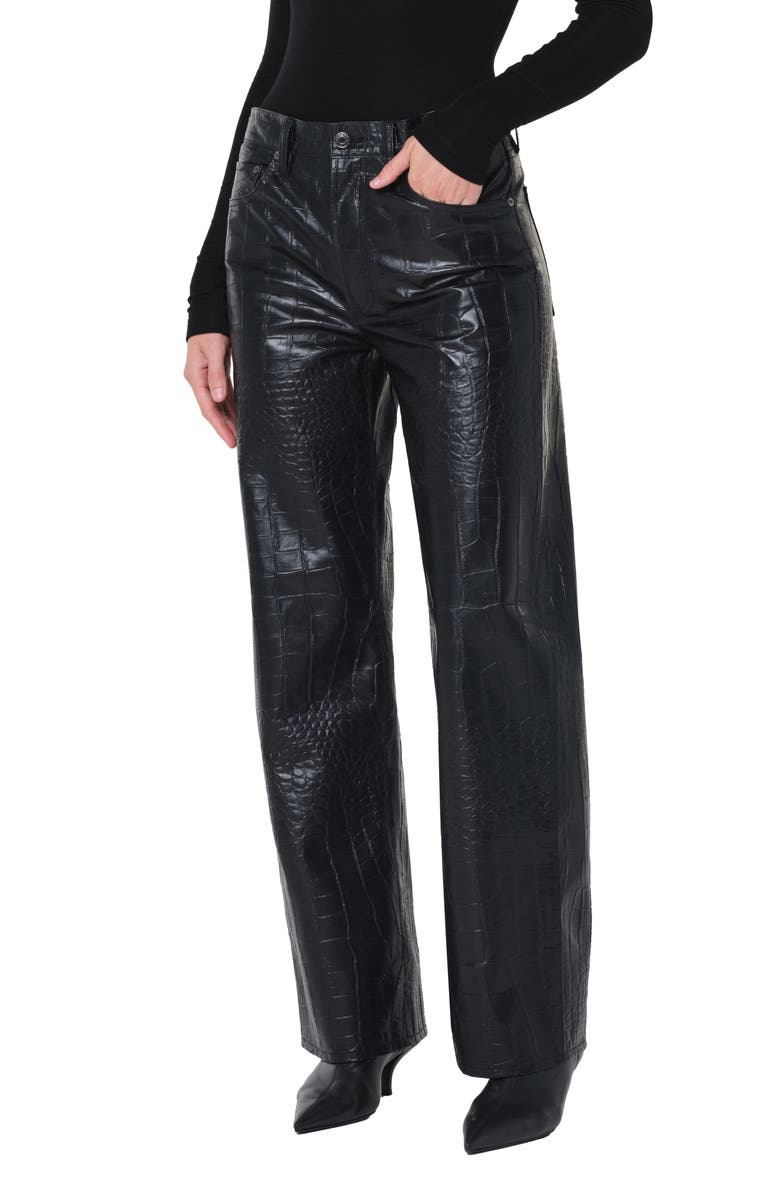 AGOLDE Arc Croc-Embossed Faux Leather Pants, Alternate, color, Croc Croc Textured Blk