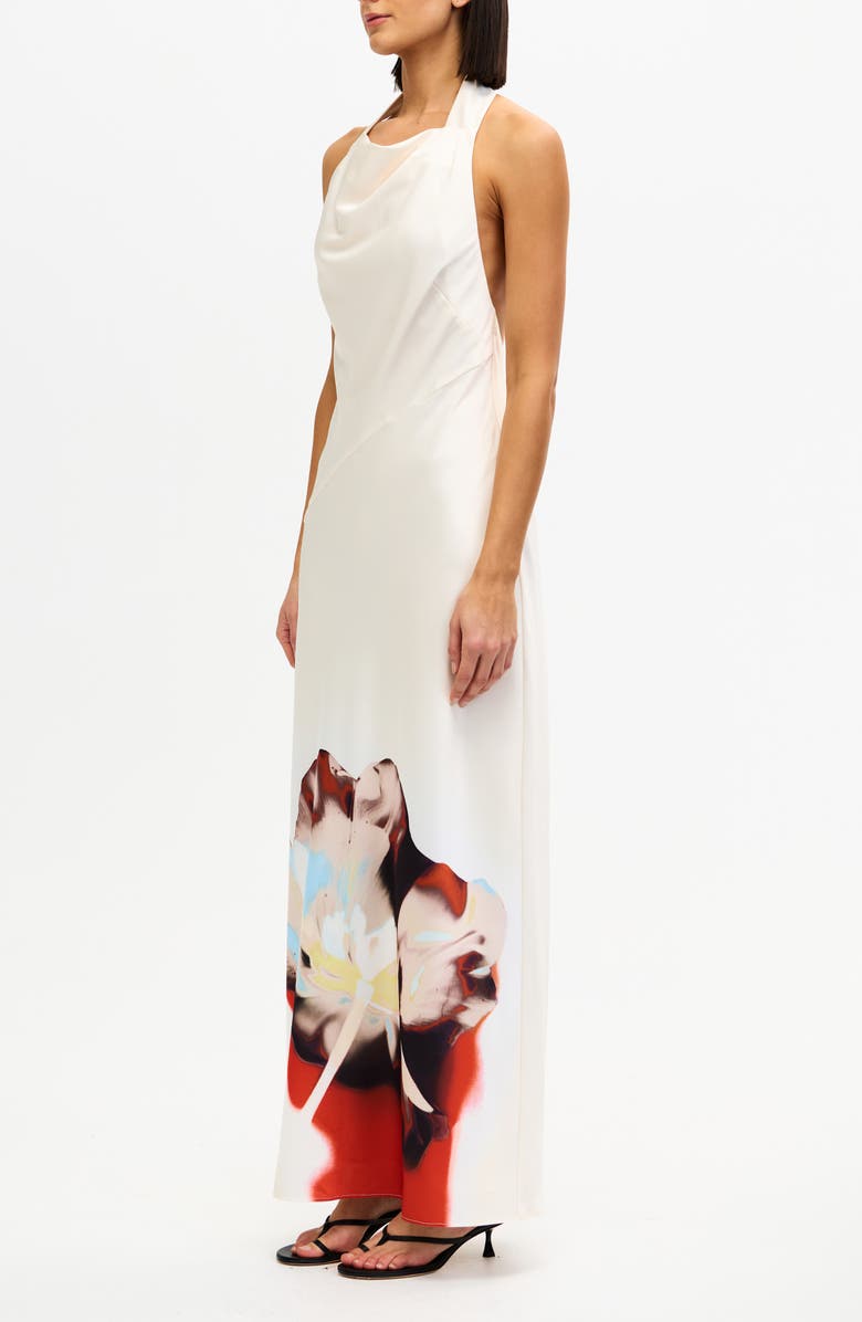 Significant Other Anastasia Placed Floral Satin Halter Maxi Dress, Alternate, color, Cinnamon Fleur