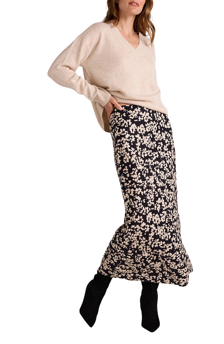 Bella Dahl Floral Side Slit Slip Skirt, Alternate, color, 