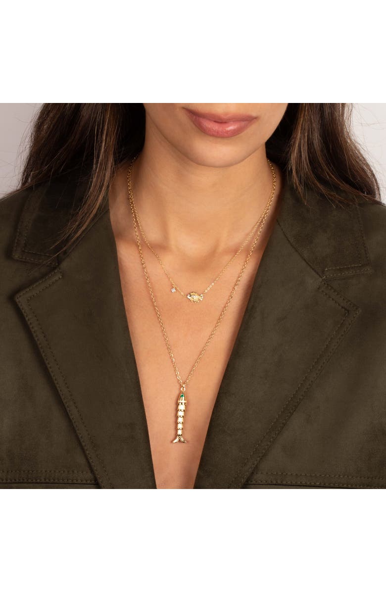 BY ADINA EDEN CZ Fish Charm Necklace, Alternate, color, Gold