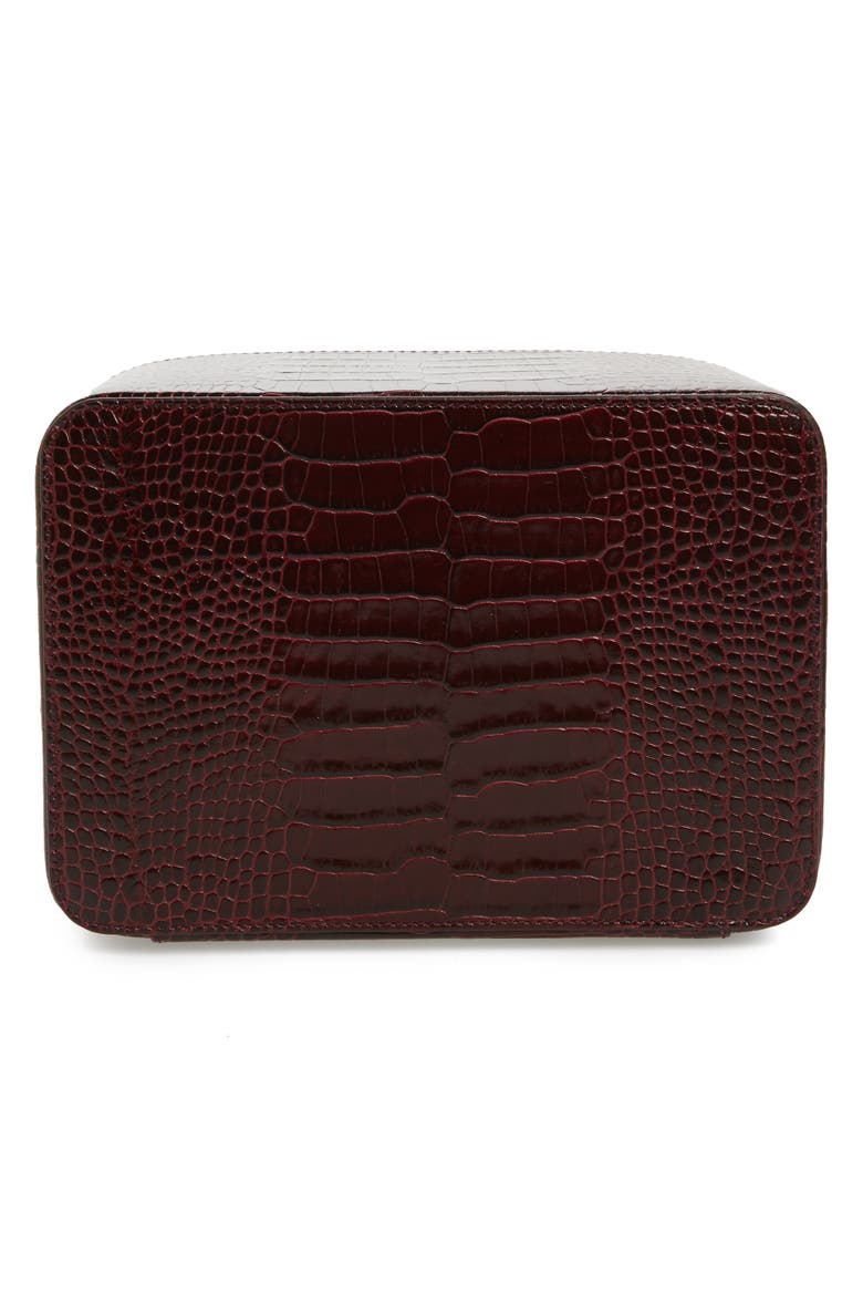 Mara Square Croc Embossed Leather Travel Case, Alternate, color, WINTER BERRY