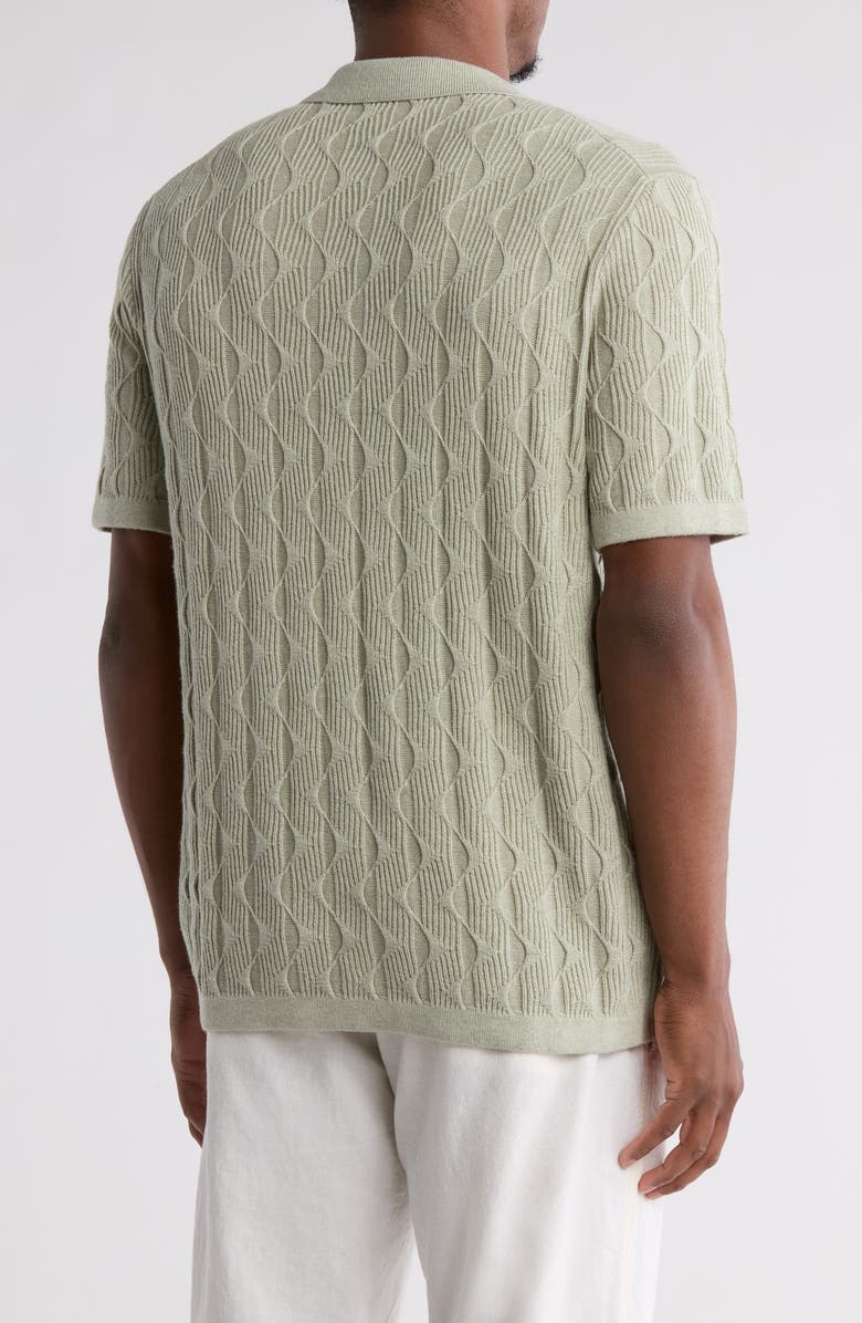 TRUTH Textured Short Sleeve Button-Up Polo, Alternate, color, Sage