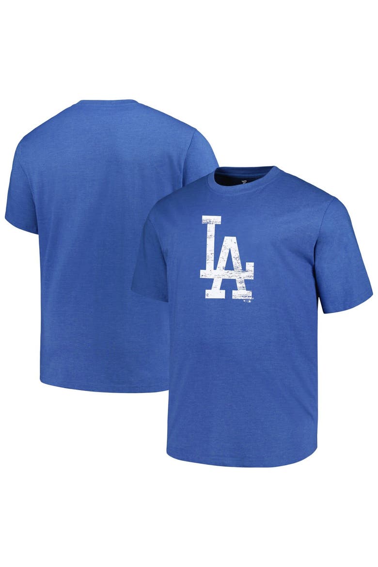 Men's Profile Heather Royal Los Angeles Dodgers Big & Tall Weathered Logo T-Shirt, Main, color, Heather Royal