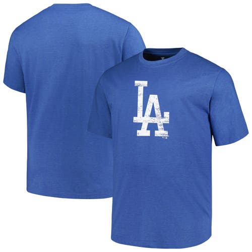 Profile Heather Royal Los Angeles Dodgers Big & Tall Weathered Logo T-shirt