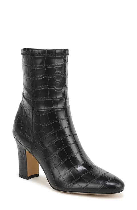 Jael Croc Embossed Faux Leather Bootie