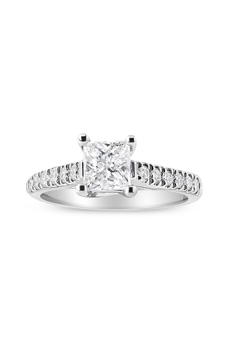 14K Gold 1 1/5 Cttw Princess Diamond Classic Engagement Ring, Main, color, White Gold